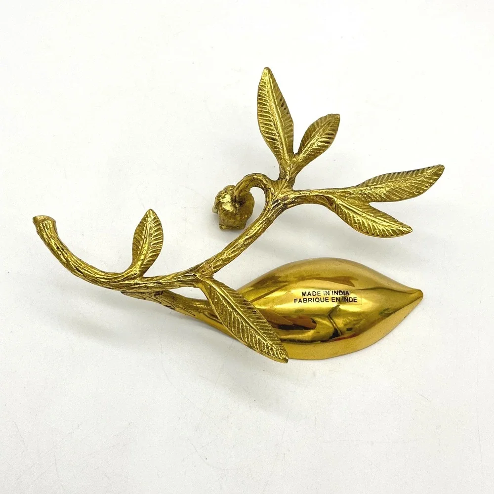 Brass Botanical Leaf Trinket Dish Catch All Tray Small Decorative Dish‎